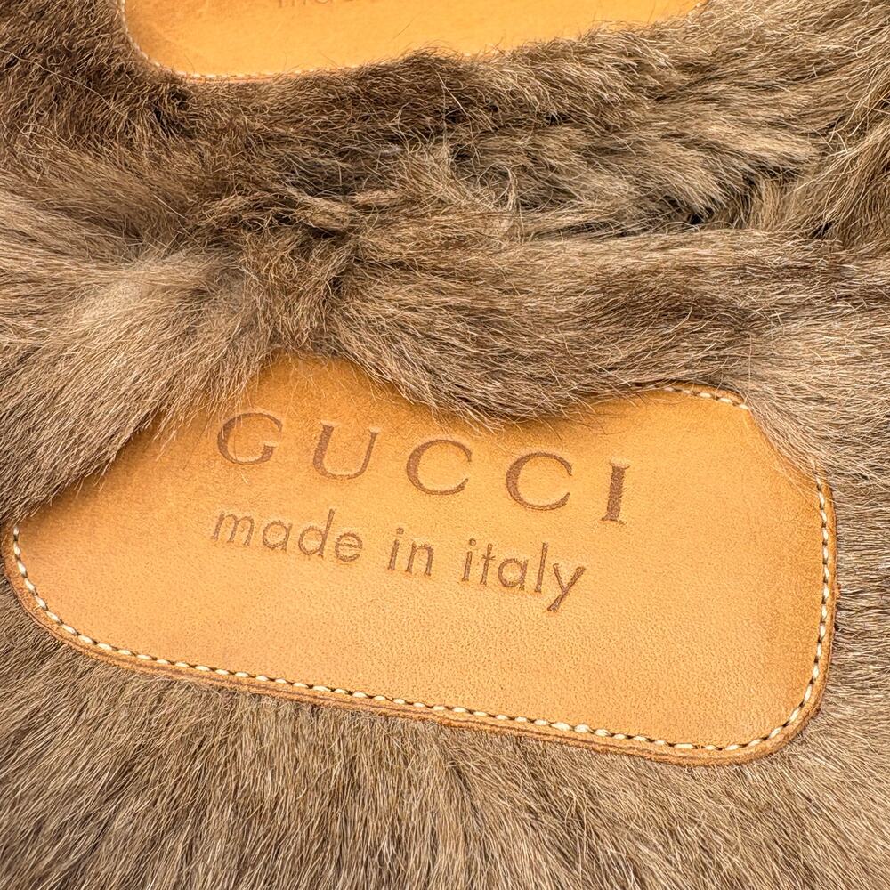 GUCCI Princetown Snake Fur Lined Mules Slides Black Leather Horsebit Sz 11 $995 - Picture 4 of 12